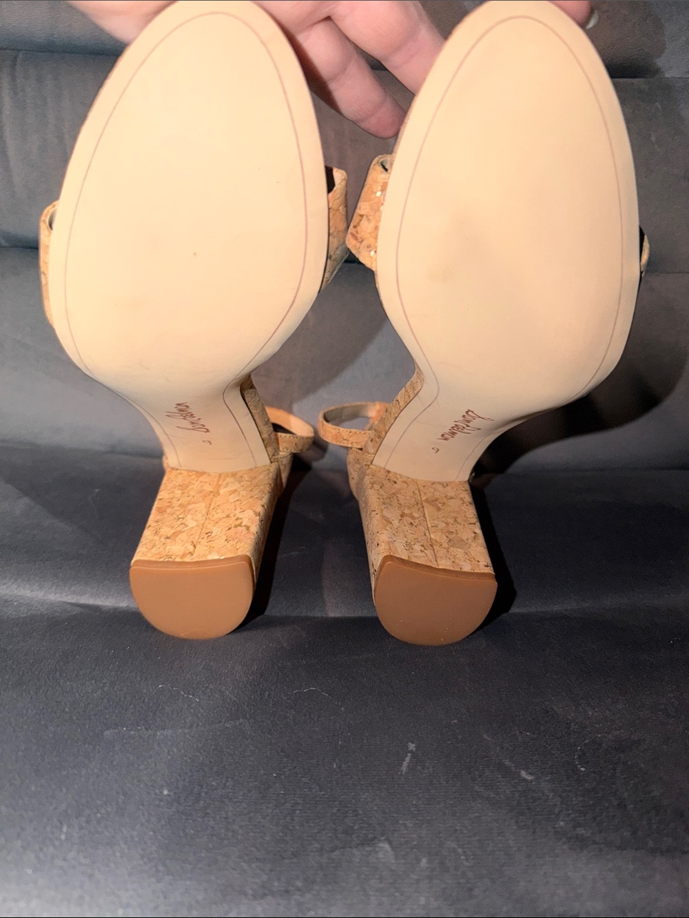 Sam Edelman Cork Ankle-Strap Block Heels in Tan size 9 - Picture 5 of 6